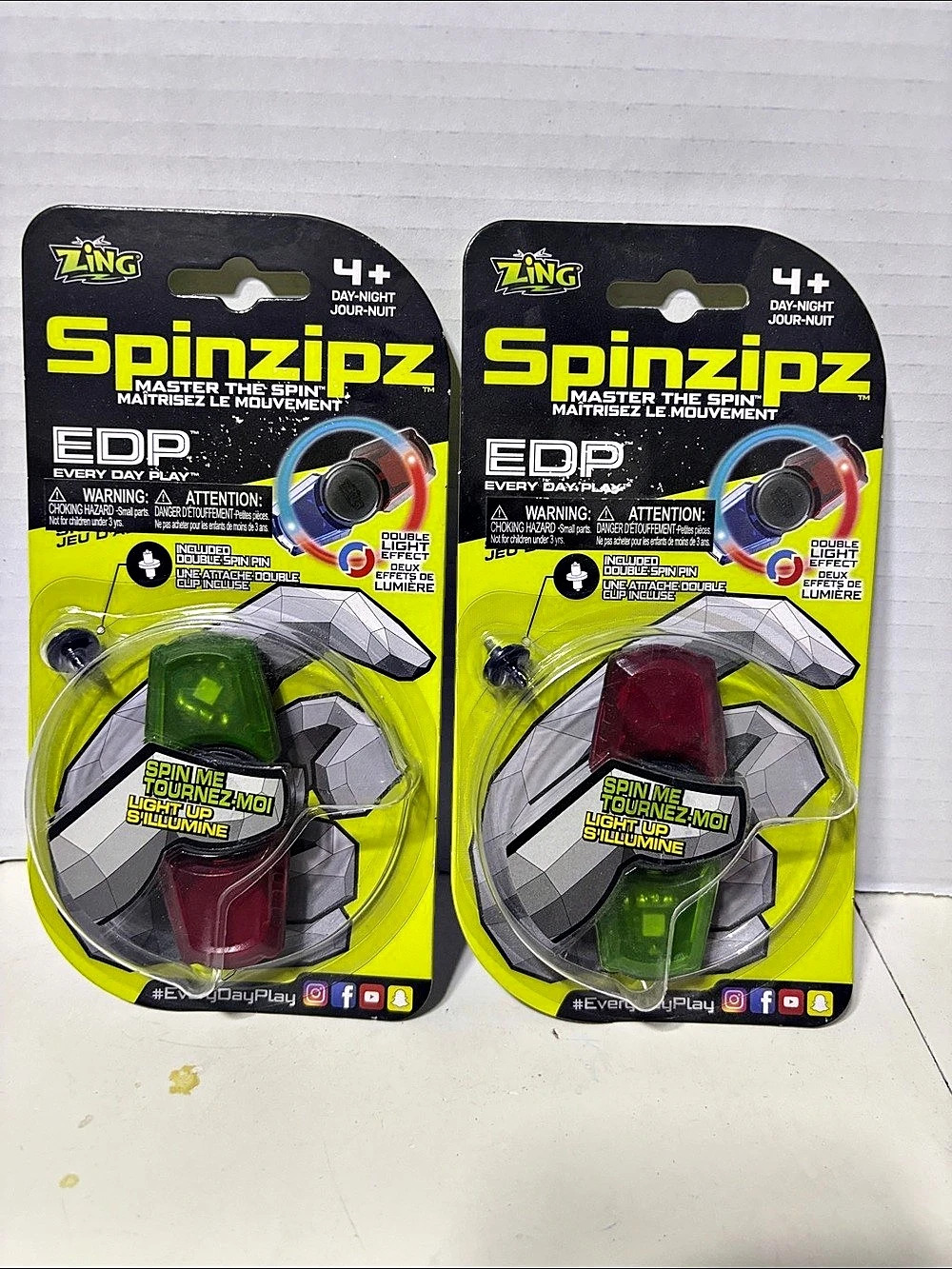 Zing Spinzipz EDP Double Light-Up Spin Toy Set NWT